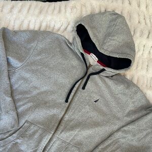 Nautica Gray‎ Hoodie with Navy Accents